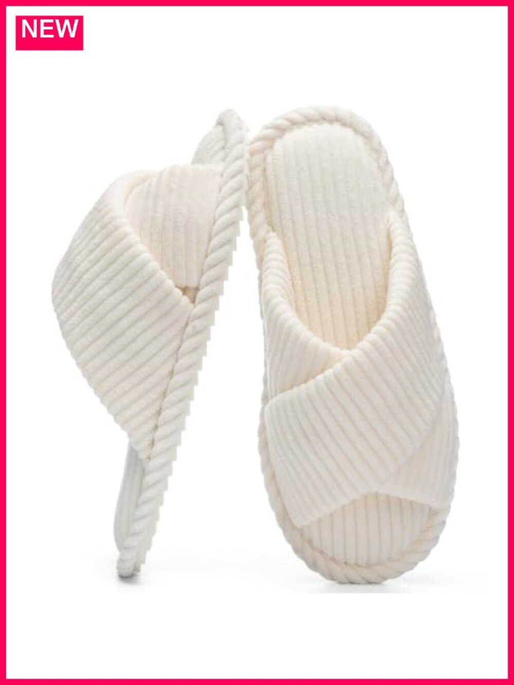 Memory Foam Corduroy Crossband Open Toe Slippers with Anti-Skid Sole